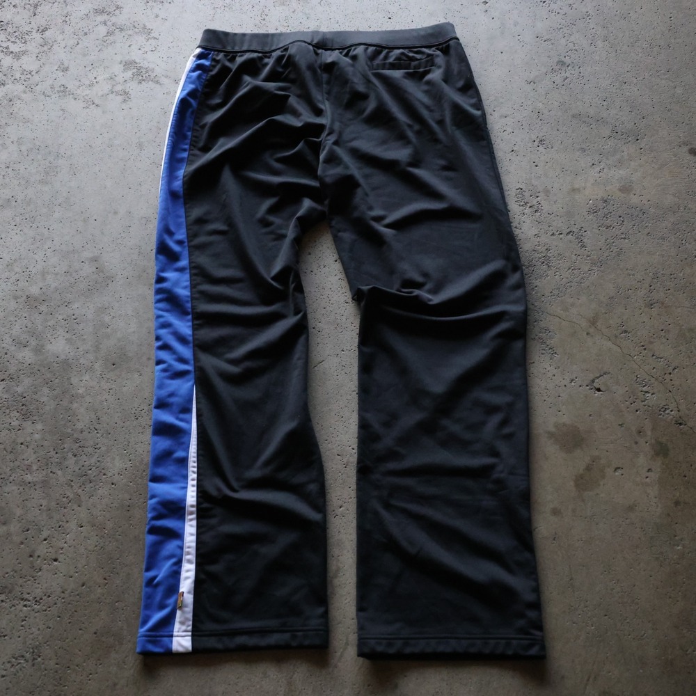 Nike Womens Track Pants Size XL Black Blue White Side Stripe Gold Tab Bootcut